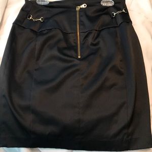Express High waist black skirt with gold hardware